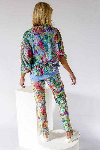 Sheer Dolman Zip Thru Jacket | Vibrant Floral
