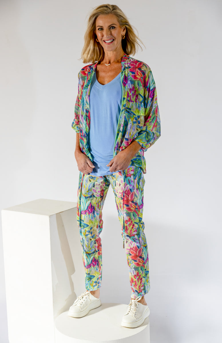 Sheer Dolman Zip Thru Jacket | Vibrant Floral