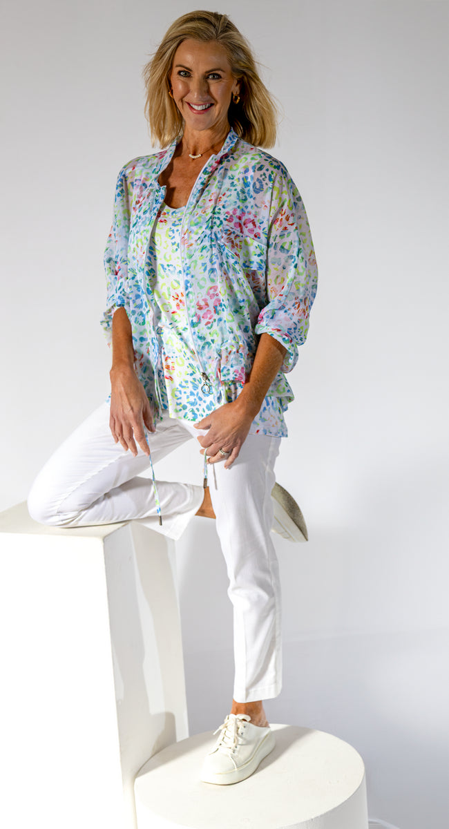 Sheer Dolman Zip Thru Jacket | Happy Leopard