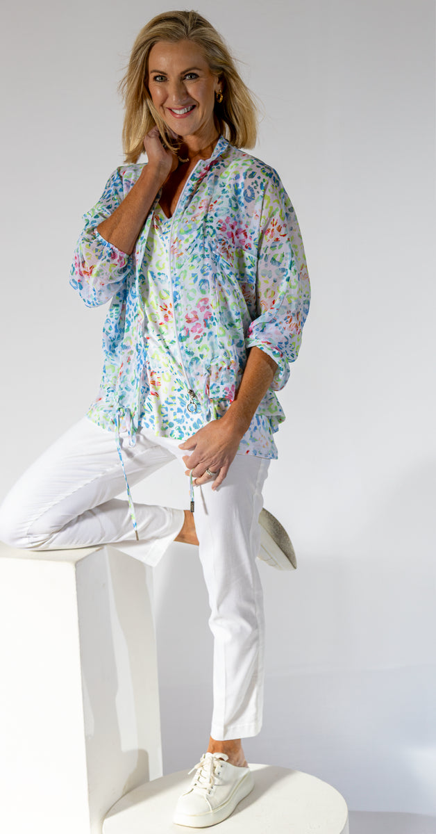 Sheer Dolman Zip Thru Jacket | Happy Leopard