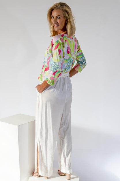 3/4 Sleeve V-Neck Top | Flora Fauna