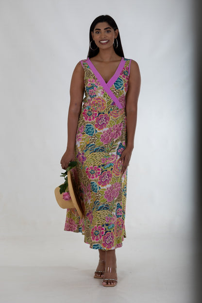 Contrast Wrap Maxi Dress