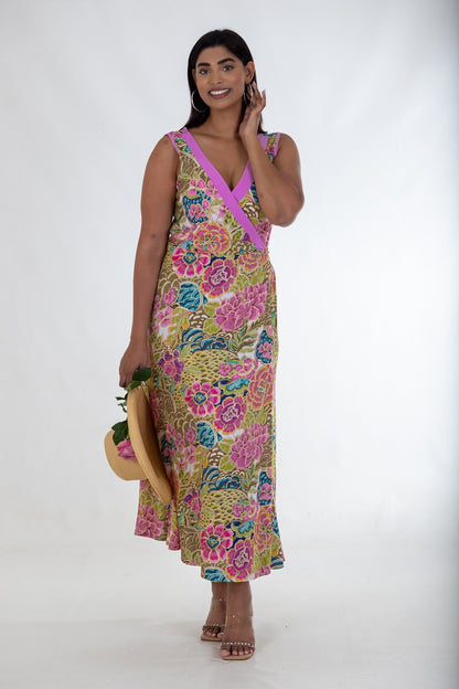 Contrast Wrap Maxi Dress