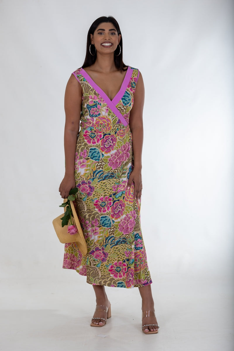 Contrast Wrap Maxi Dress