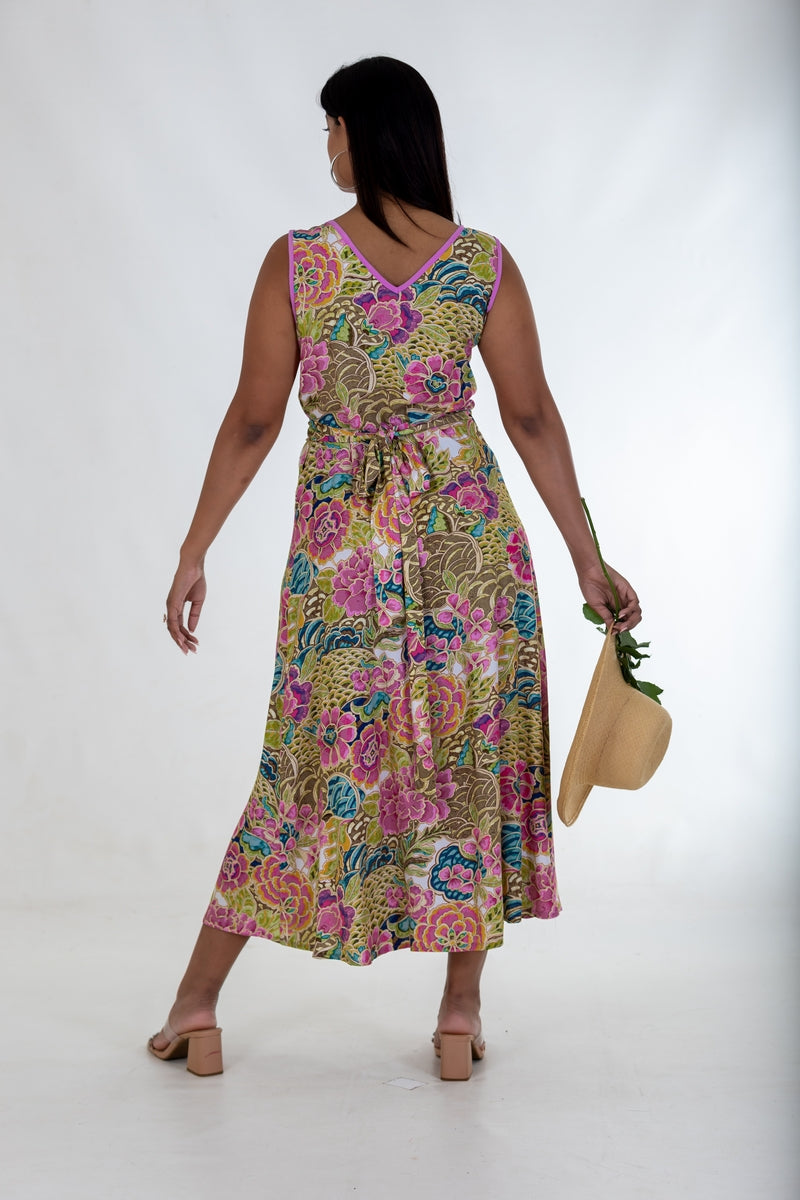 Contrast Wrap Maxi Dress