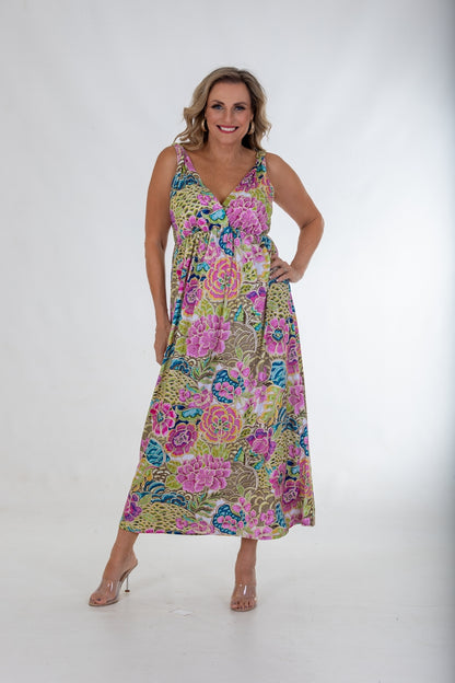 X-Over Bodice Knit Maxi Dress