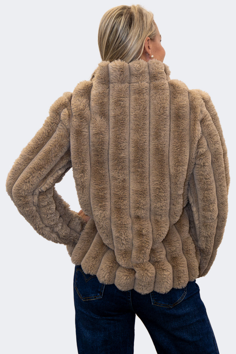 Toffee | Luxe Plush Faux Fur Zip Jacket