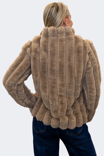 Toffee | Luxe Plush Faux Fur Zip Jacket